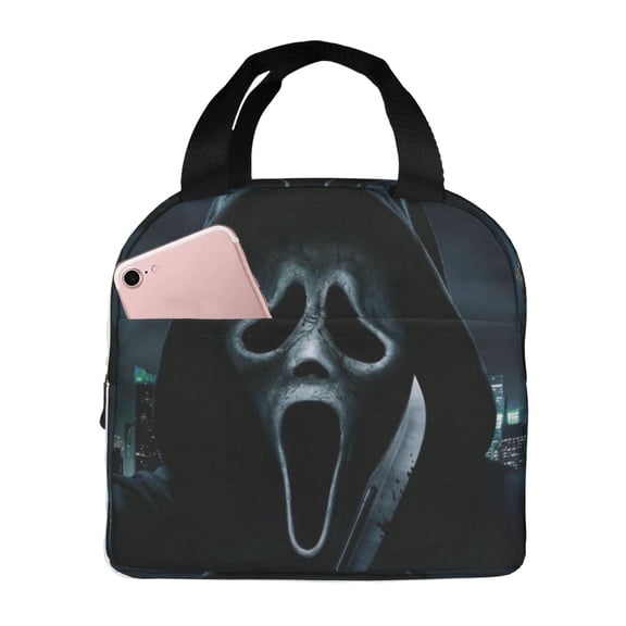Scream Ghostface Lunch Tote Bags Portable Insulated Lunch-Box Handbag Printing Lunchbag for Picnic