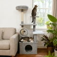 thumbnail image 4 of Gymax 48'' Tall Cat Tree w/ Large Condo Padded Top Perch Jute Scratching Post Tunnel Light Grey, 4 of 10