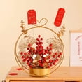 thumbnail image 4 of Cesta de flores de hierro con forma de fruta de la fortuna de Año Nuevo, frutos rojos de acebo, adornos de flores artificiales para el escritorio del hogar para inauguración de la casa, 4 of 4