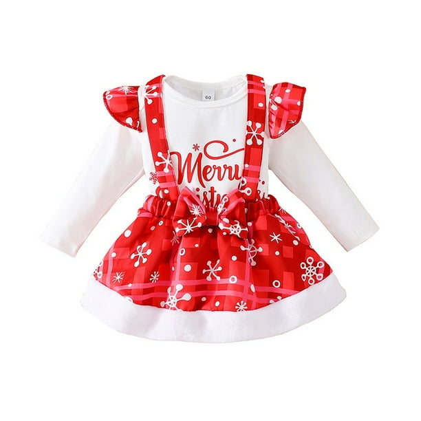 Conjunto Ropa Bebé Recién Nacido Niña 0-18 meses De Manga Larga Navidad Mameluco Y Falda General