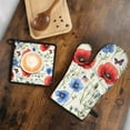 thumbnail image 5 of Pioneer Flower Kitchen Oven Mitt and Pot Holder Sets 2 Pcs for Baking, Cooking and Grilling, Heat Resistant Up To 392 °F, 5 of 7