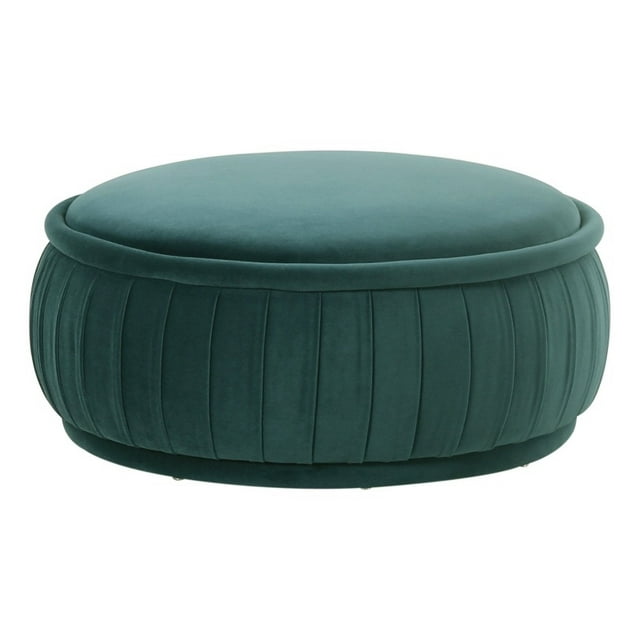 TOV Furniture Rylee Teal Velvet Round Ottoman