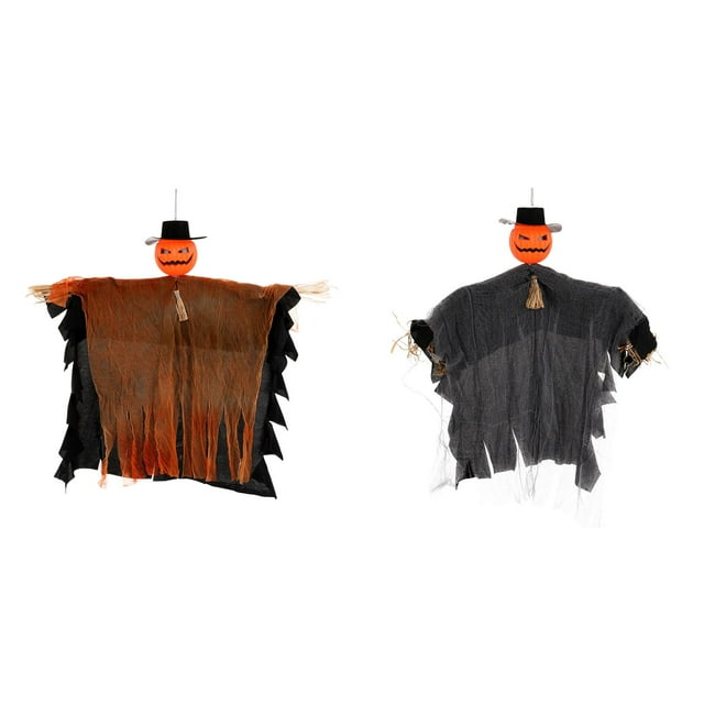 2/1pcs Hallo-ween Effaroucheur de Citrouille Effrayant, Citrouille Suspendue Fantôme Squelette avec Bras Réglables, Accessoire Hallo-ween Effrayant Décorations de Fête de Jardin