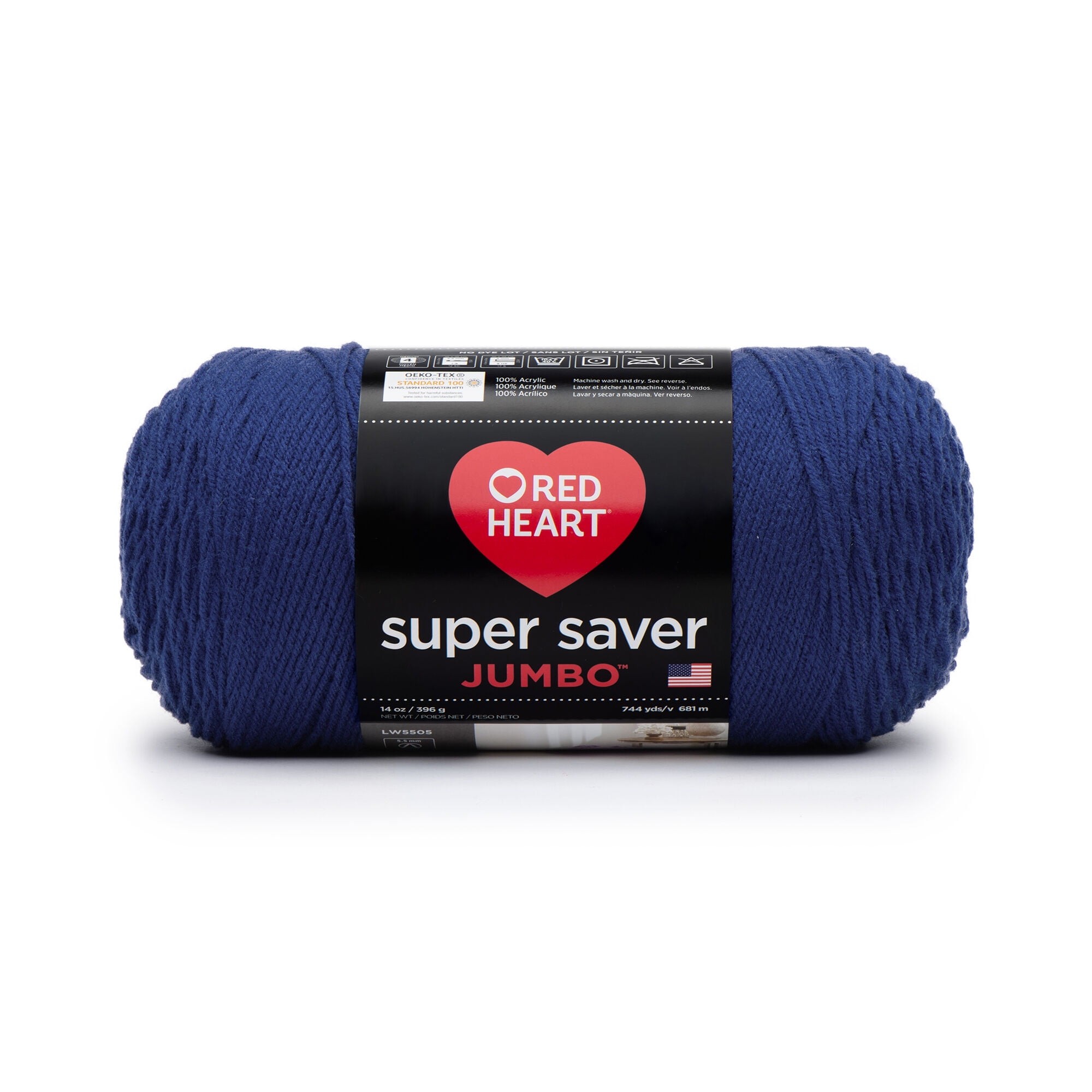 Vruchtbaar Discreet Nauw Red Heart Super Saver® Jumbo™ 4 Medium Acrylic Yarn, Royal 14oz/396g, 744  Yards - Walmart.com