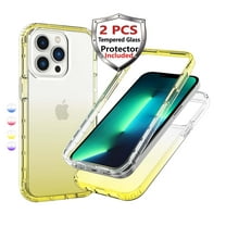 iPhone 13 Case Clear, Njjex [2-Pack] for Apple iPhone 13 6.1" Tempered Glass Screen Protector, Crystal Clear Shock Absorption Technology Bumper Soft TPU Cover