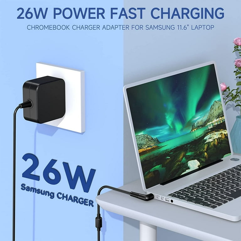 Samsung Chromebook Charger 26W 12V 2.2A, 2.5x0.7mm, Black