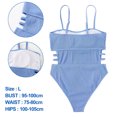 thumbnail image 2 of Traje de baño de una pieza sexy azul para mujer con hombros descubiertos y abertura lateral doble. Traje de baño creativo., 2 of 5