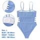 thumbnail image 2 of Traje de baño de una pieza sexy azul para mujer con hombros descubiertos y abertura lateral doble. Traje de baño creativo., 2 of 5