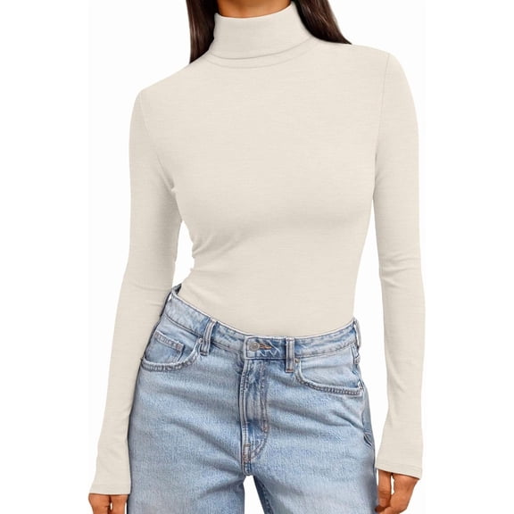 Trendy Queen Women's Turtleneck Long Sleeve Shirts Fall Fashion Basic Thermal Underwear Tops Winter Clothes 2025