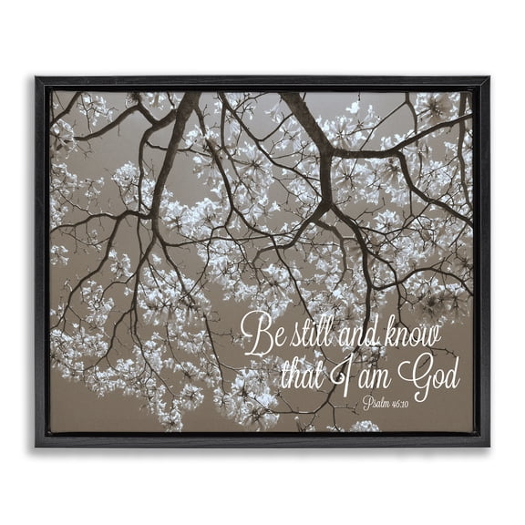 Stupell Industries Be Still Apple Blossoms Black Framed Floater Canvas Wall Art, design by Gail Peck