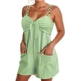 thumbnail image 2 of CORIRESHA Women's Summer Casual Fashion Metal Chain Strap Textured Sleeveless Pocket Jumpsuit, 2 of 4