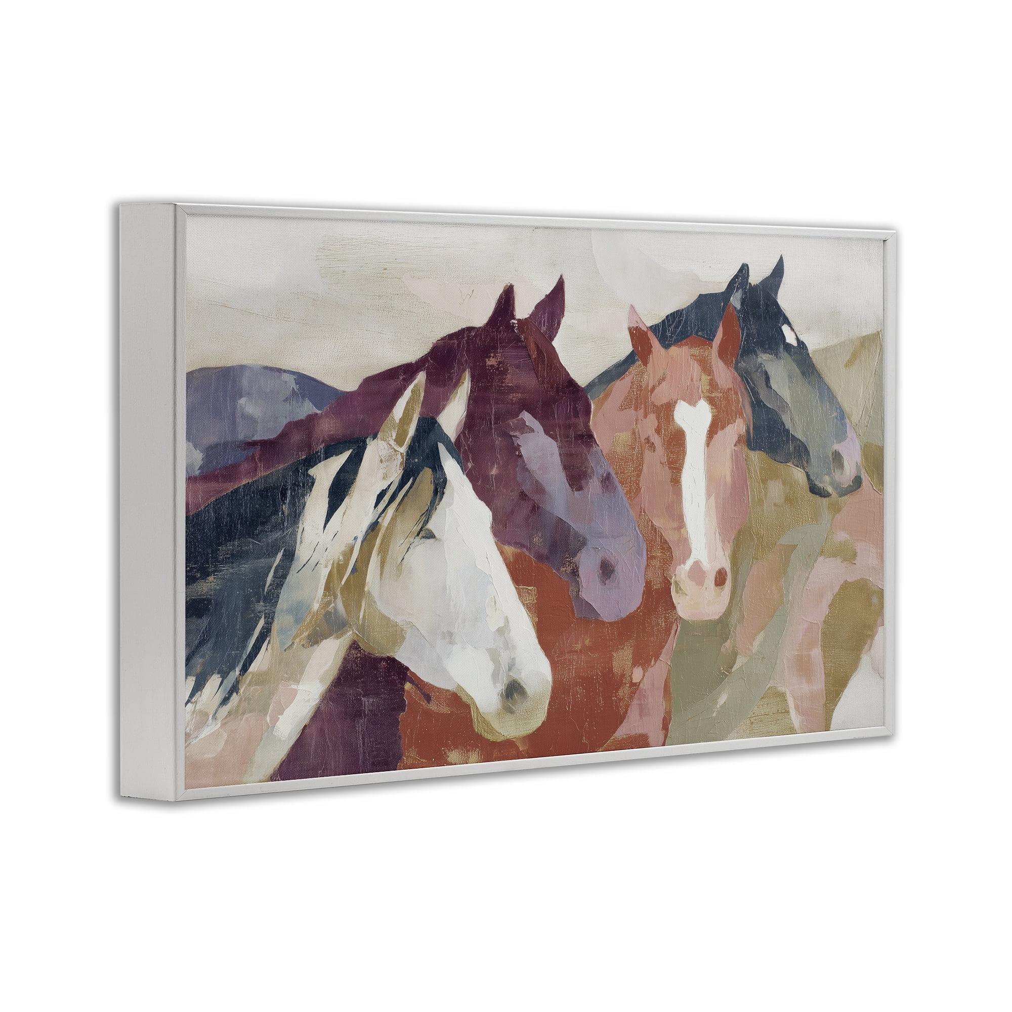 Stupell Industries Calm Horses Abstraction White Framed Giclee Art, design by Chromatic Storm Studio