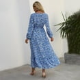 thumbnail image 7 of OVINYER Dress Women Casual Long Sleeve Floral Printed Ruffle Flowy Temperament Long Dress Flowy Boho Dresses, 7 of 7