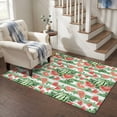 thumbnail image 6 of Washable Area Rugs 2.7x5 FT Watermelon Rugs for Living Room Non-Slip Soft Low-Profile Rectangle Watercolor Fruits Green Palm Leaves Striped Large Rug Carpet for Bedroom Dining Room Home Decor, 6 of 8