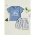 thumbnail image 4 of Toddler Baby Boy Summer Clothes Set 6 12 18 24 Months 2T 3T 4T Tractor Letter Print Short Sleeve T-Shirt Elastic Waist Solid Shorts Outfit Sets, 4 of 9