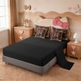 thumbnail image 3 of Erosebridal Leopard Print Bowknot 7-Piece Twin Bedding Sets For Kids,Cute Cherries Cute Bows Girls Bedding Comforter Set,Reversible Black, 3 of 7