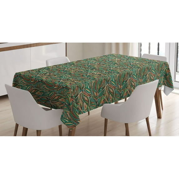 Abstract Tablecloth, Colorful Composition with Swirled Lines Abstract Hand Drawn Doodle Illustration, Rectangle Satin Table Cover for Dining Room and Kitchen, 60" X 84", Multicolor, by Ambesonne