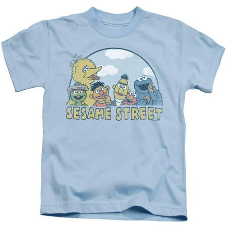 - Juvenile: Sesame Street- Classic Loveable Characters Apparel Kids T-Shirt - Blu