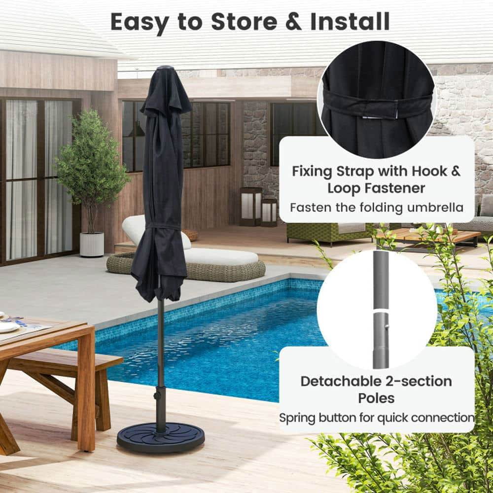 Demifill 7.5 Feet Outdoor Patio Heavy Duty Market Umbrella, Shade with Push Button Tilt for Patio, Garden, Backyard, Black