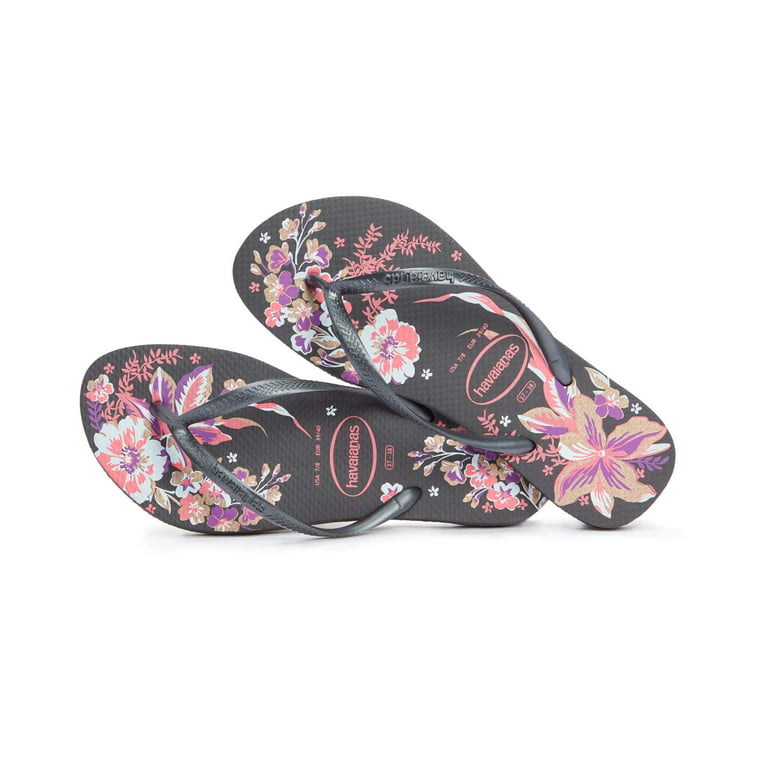 Havaianas Women's Slim Organic Flip Flop Sandal - Black Floral