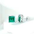 thumbnail image 5 of Rosec Jewels Princess Cut Created Emerald Solitaire Stud Earrings for Women - 8 mm - AAAA Grade, 925 Sterling Silver, 5 of 7