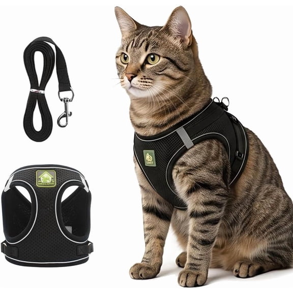Escape-Proof Cat Harness and Leash Set β Breathable, adjustable vest-style design featuring reflective strips and a leash; suitable for walking your cat outdoors.
