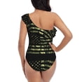thumbnail image 5 of Gaeub American Flag Camo Women's One Shoulder Ruffle Tummy Control Swimwear for Swimming Surfing Beach Party - Medium, 5 of 8