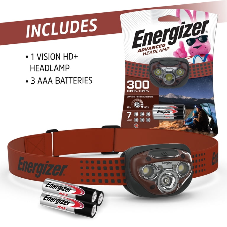 Lampe Frontale Energizer Vision HD+ Focus – 400 Lumens – Avec Piles AAA Incluses