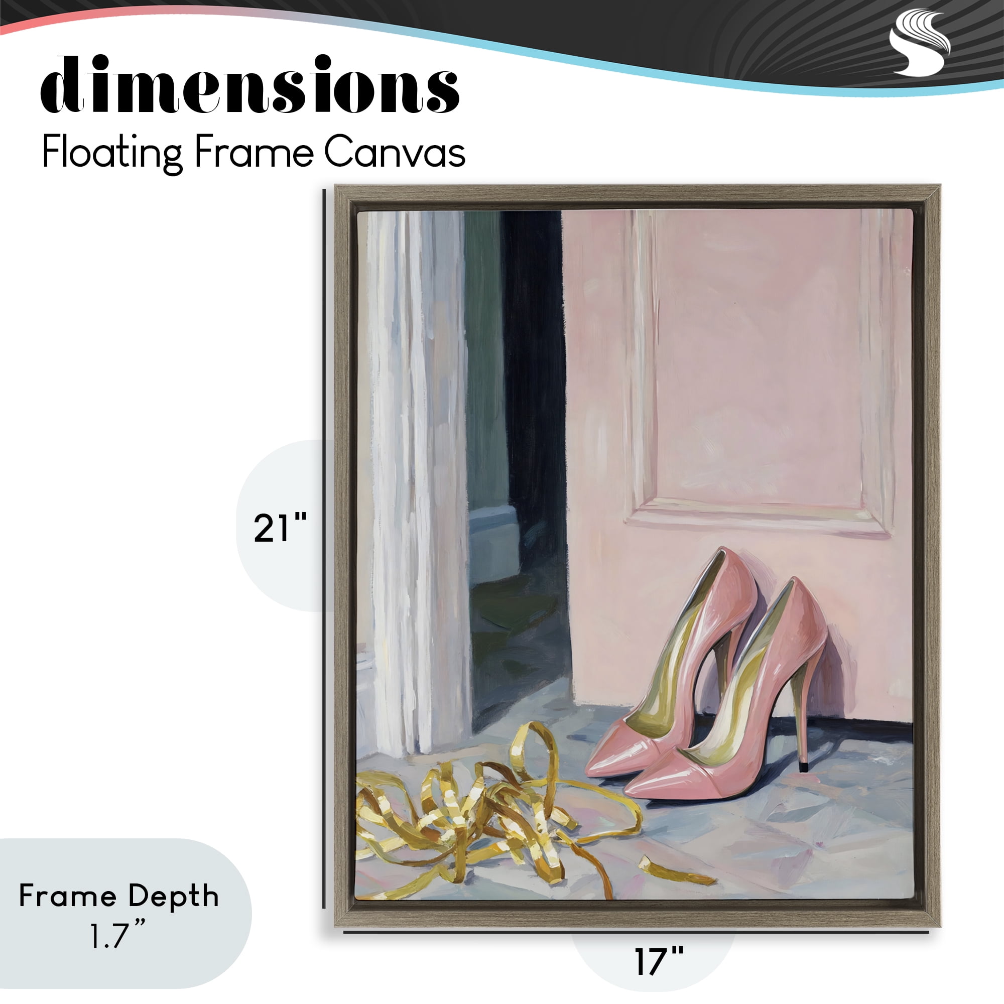 Stupell Industries Pink High Heels & Tinsel Brown Framed Floater Canvas Wall Art, design by The Prints Vibe
