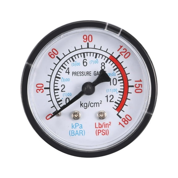 Dry Pressure Gauge 0-180 PSI/0-20 BAR Dual Scale , 1.8" Dial , 1/4 NPT Male Center Back Mount
