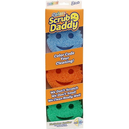 Scrub Daddy Color Sponge - Scratch-Free Multipurpose Dish Sponge Color Variety Pack - BPA Free & Made with Polymer Foam - Stain & Odor Resistant Kitchen Sponge 3 Count