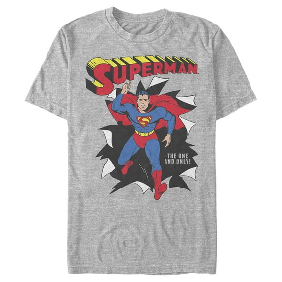 Men's Superman Only One Hero Rip Graphic Tee Athletic Heather Small