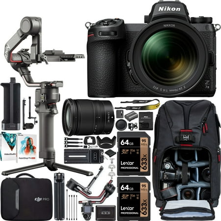 Nikon Z7II Mirrorless Digital Camera 45.7MP W/Nikkor Z 24-70mm f/4 S Lens +  Shot-Gun Microphone + LED Always on Light+ 64GB Extreme Speed Card, Gripod,  Case, and More 26pc Video Bundle 