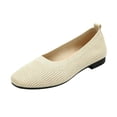 thumbnail image 3 of Domzle Women’s Ballet Flat Shoes Knit Dress Shoes Round Toe Slip On Ballerina Flats for Woman Low Wedge Comfort Soft Beige, 3 of 5
