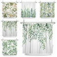 thumbnail image 2 of Watercolor Green Leaf Shower Curtain for Bathroom Vines Plant Nordic Minimalist Polyester Botanic Curtain for Home Hotel 180x240, 2 of 8