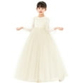 thumbnail image 2 of Ekidsbridal V-Back Flower Girl Dresses with Tulle Sleeves for Dance Recitals Communion Formal Photoshoot Gowns 249 4, 2 of 4