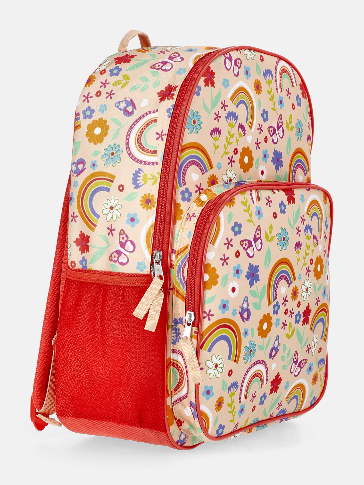 Wonder Nation Kids' 17" Rainbow Gardens Backpack, Coral Rose