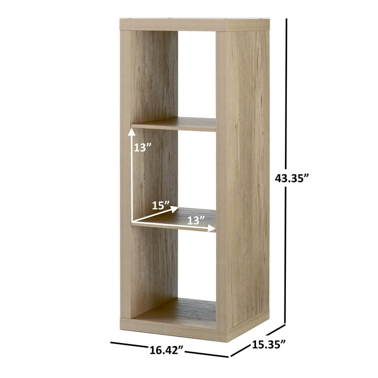Better Homes & Gardens 3-Cube Storage Organizer, Natural, Size: 16.42 inch x 15.35 inch x 43.35 inch