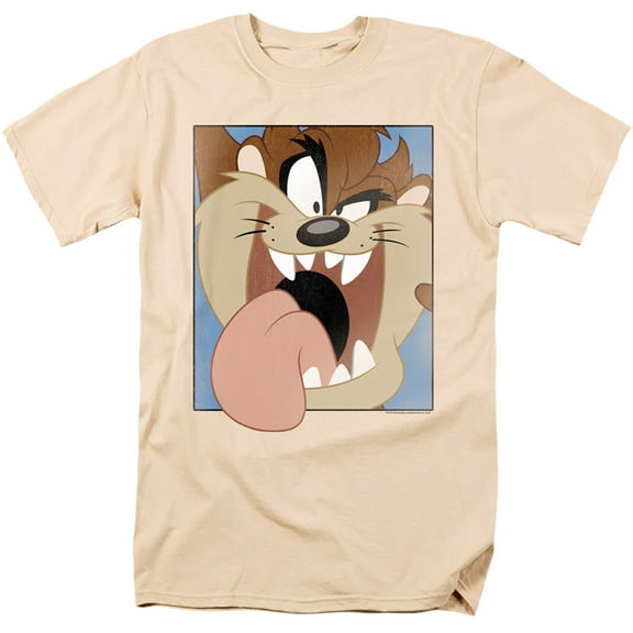 Looney Tunes Taz Closeup S/S Adult 18/1 T-Shirt Cream