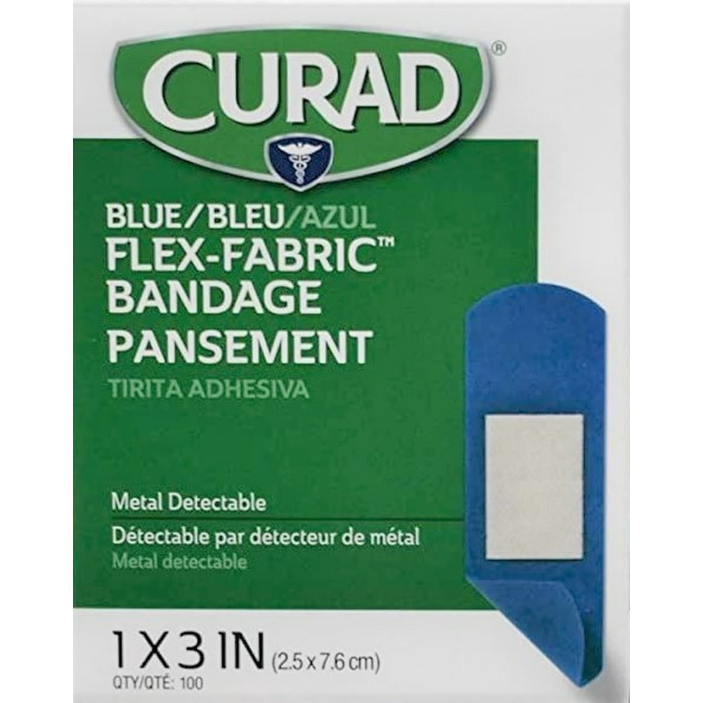 Curad Blue Flex Fabric 1" x 3" Bandage 100 ct Box
