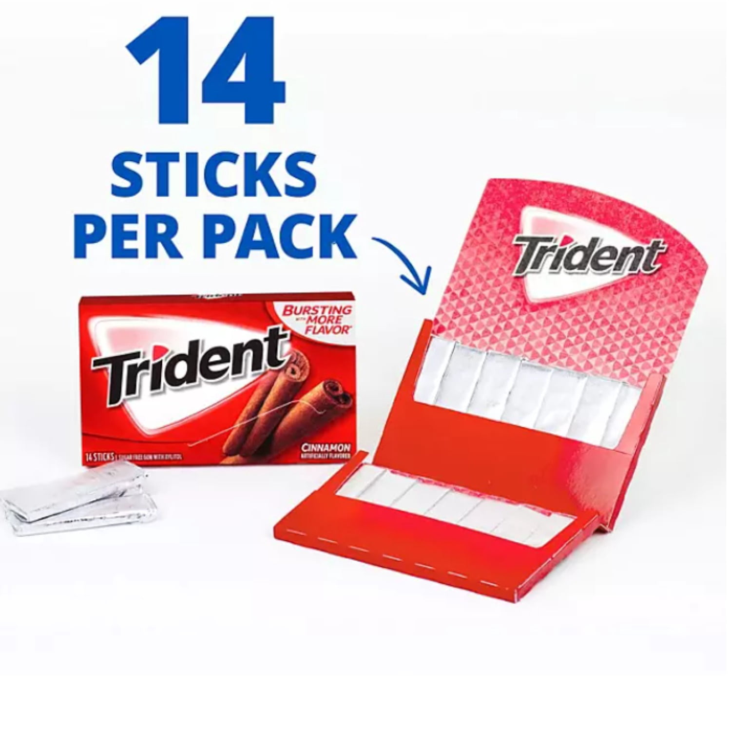 10 Pack Sugar-Free Chewing Gum | Multipack Cinnamon Flavoured Gum - 14 Pieces Per Pack | RADYAN