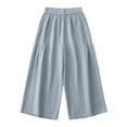 thumbnail image 3 of BUIGTTKLOP Capri Pants for Women High Waisted Cropped Lounge Pants Wide Leg Pleated Summer Capris with Pockets, 3 of 6