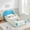 Beige Blue, variant on Twin Size Cute Cloud Shape PU Leather Bed with Guardrails, Safety Toddler Bed with Cartoon and Storage Pocket,Beige + Blue