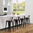 24" Swivel Bar Stools Counter Height Stools with Backs Wood Seat
