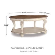 Signature Design by Ashley Realyn White and Brown Farmhouse Style Coffee Table with Storage Shelf