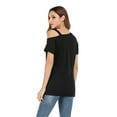thumbnail image 5 of Women's Casual Fashion Solid Color Long Hem Kink Off-Shoulder Short-Sleeve Loose T-Shirt Tops For Daily Work Home Shopping Beach, 5 of 8