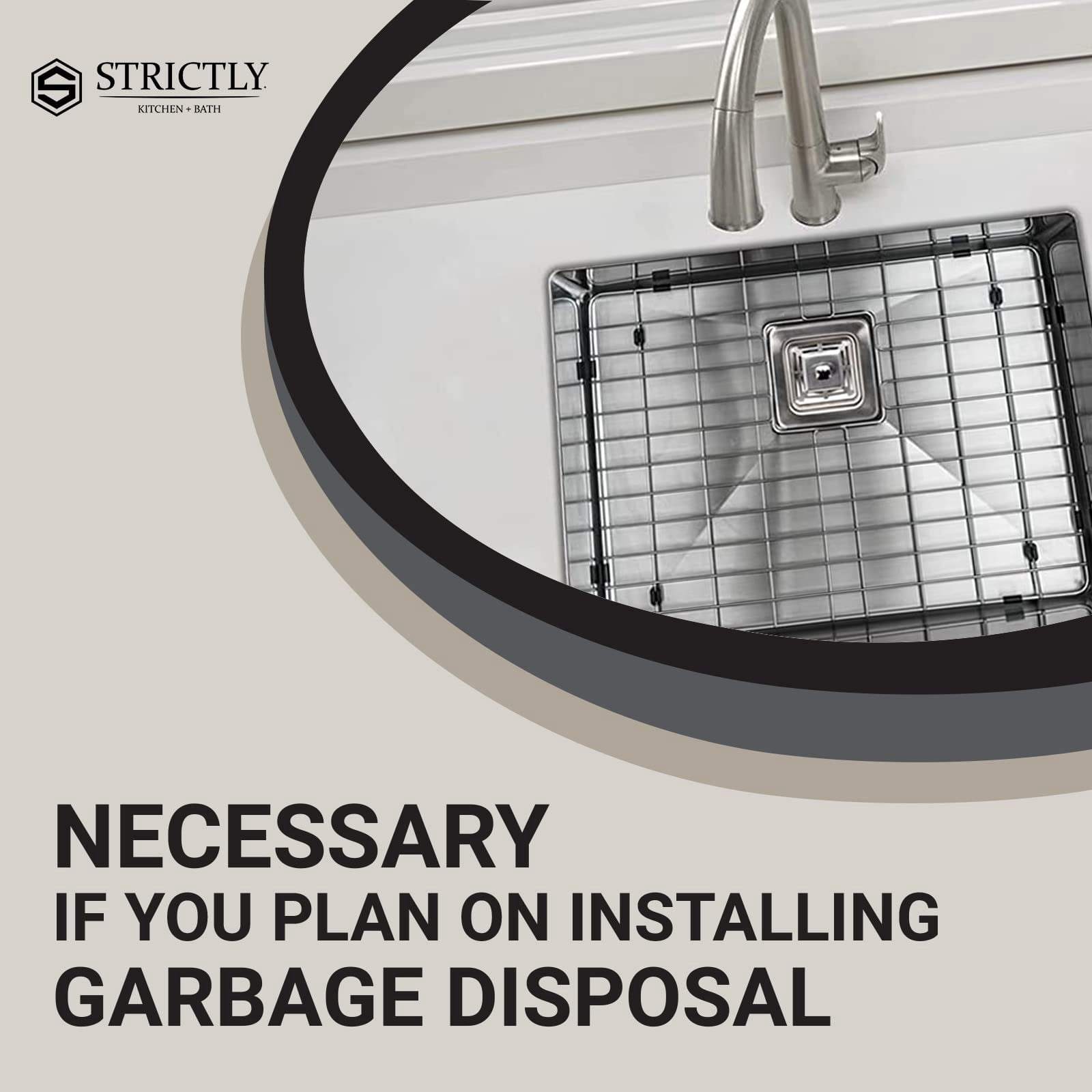 Strictly Sinks Stainless Steel Square Garbage Disposal Adapter for Kitchen Sink Durable with Drain