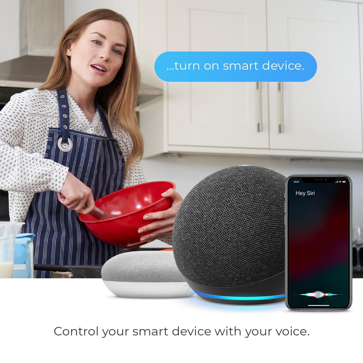 Wi-Fi Smart White Ambient Night Light with Motion Detection, No Hub Required, Voice Activated