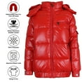 thumbnail image 3 of Womens Full Zip Heavyweight Bubble Jacket With Detachable Fur Hood (S-XL), 3 of 4
