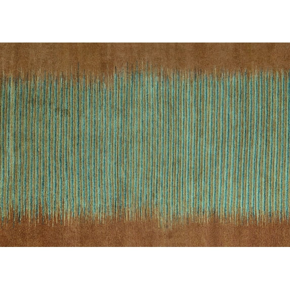 Ahgly Company Indoor Rectangle Abstract Light Blue Modern Area Rugs, 8' x 10'
